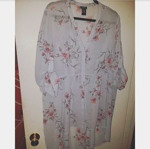 Torrid Grey Floral Hi Lo Top